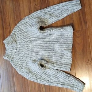 Express Chunky Light Grey Textured Knit Sweater